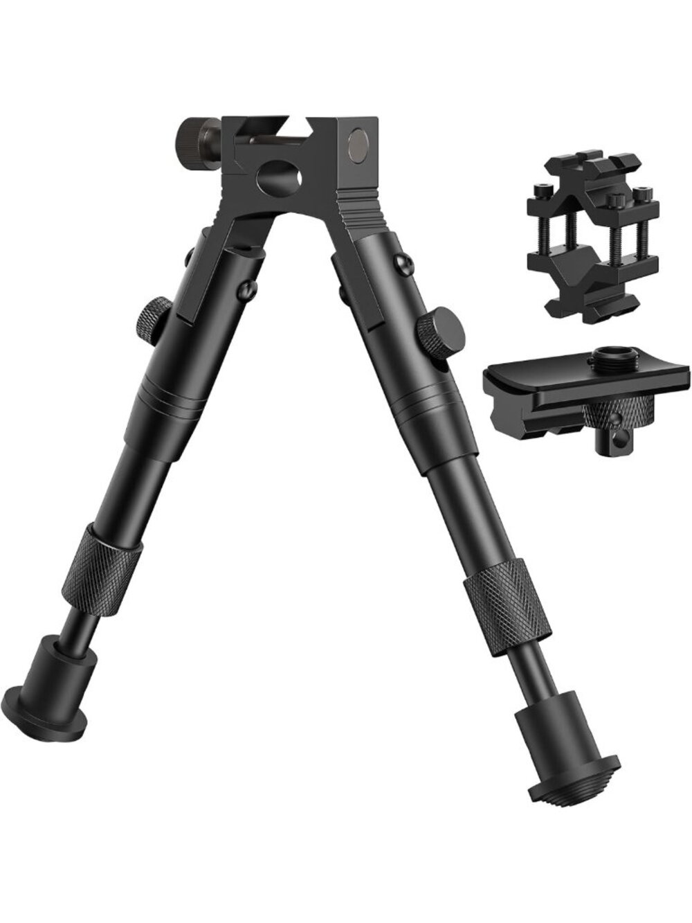 Adjustable 3-in-1 Picatinny Bipod with Swivel Stud & Clamp Adapter for Stability